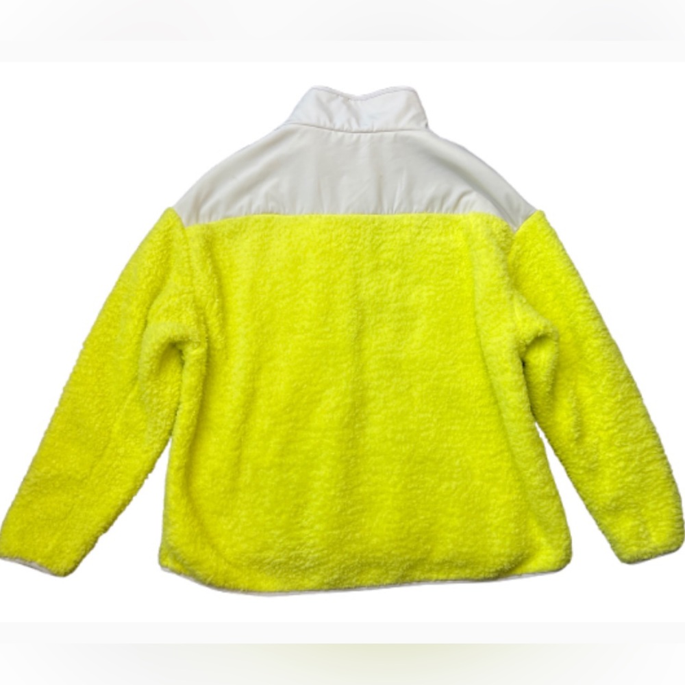 Crown & Ivy Casual Athletic Fleece Sherpa Jacket Neon Yellow - Picture 3 of 9